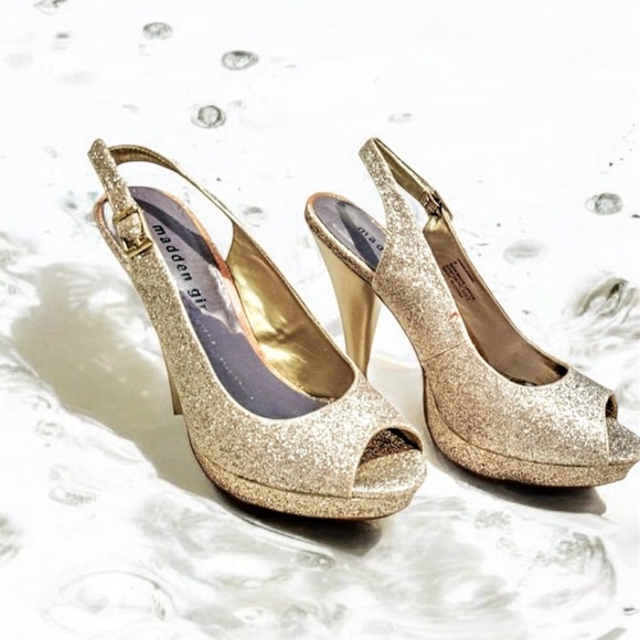 Steve Madden Shoes - Madden Girl Oakland Gold Glitter Slingback Heels